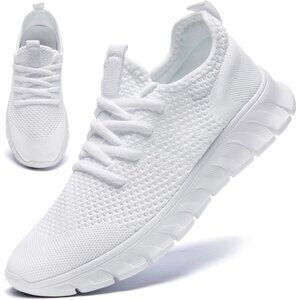 Women's Comfortable Running Walking Tennis Athletic White Sneakers Shoes